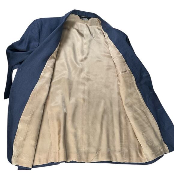 Ellis Sport Coat Blazer Light Blue Made in USA Size 43 R 100% Linen Work Wear - Picture 7 of 14